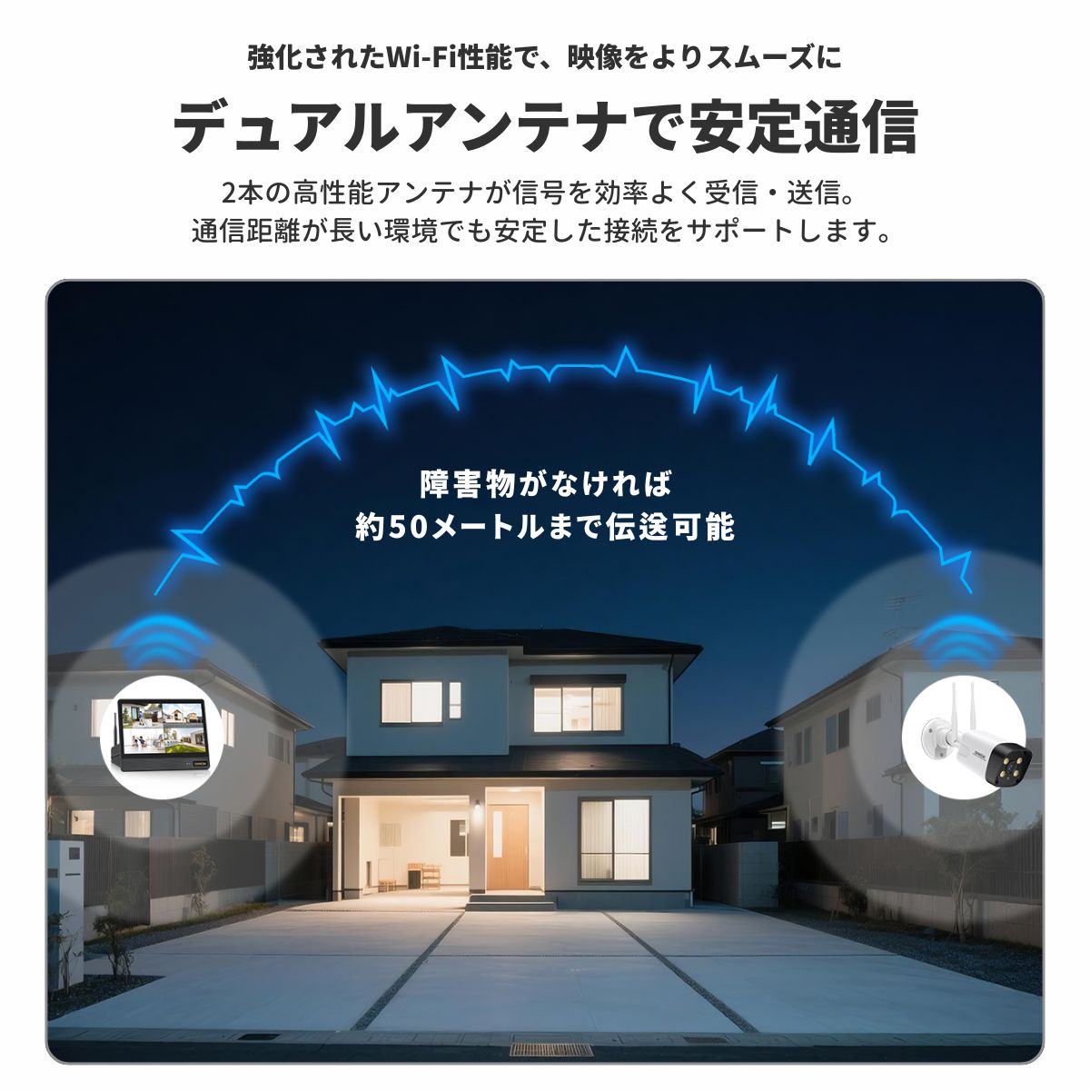 防犯カメラ 屋外 wifi 家庭用 セット ワイヤレス 800万画素 防犯カメラ