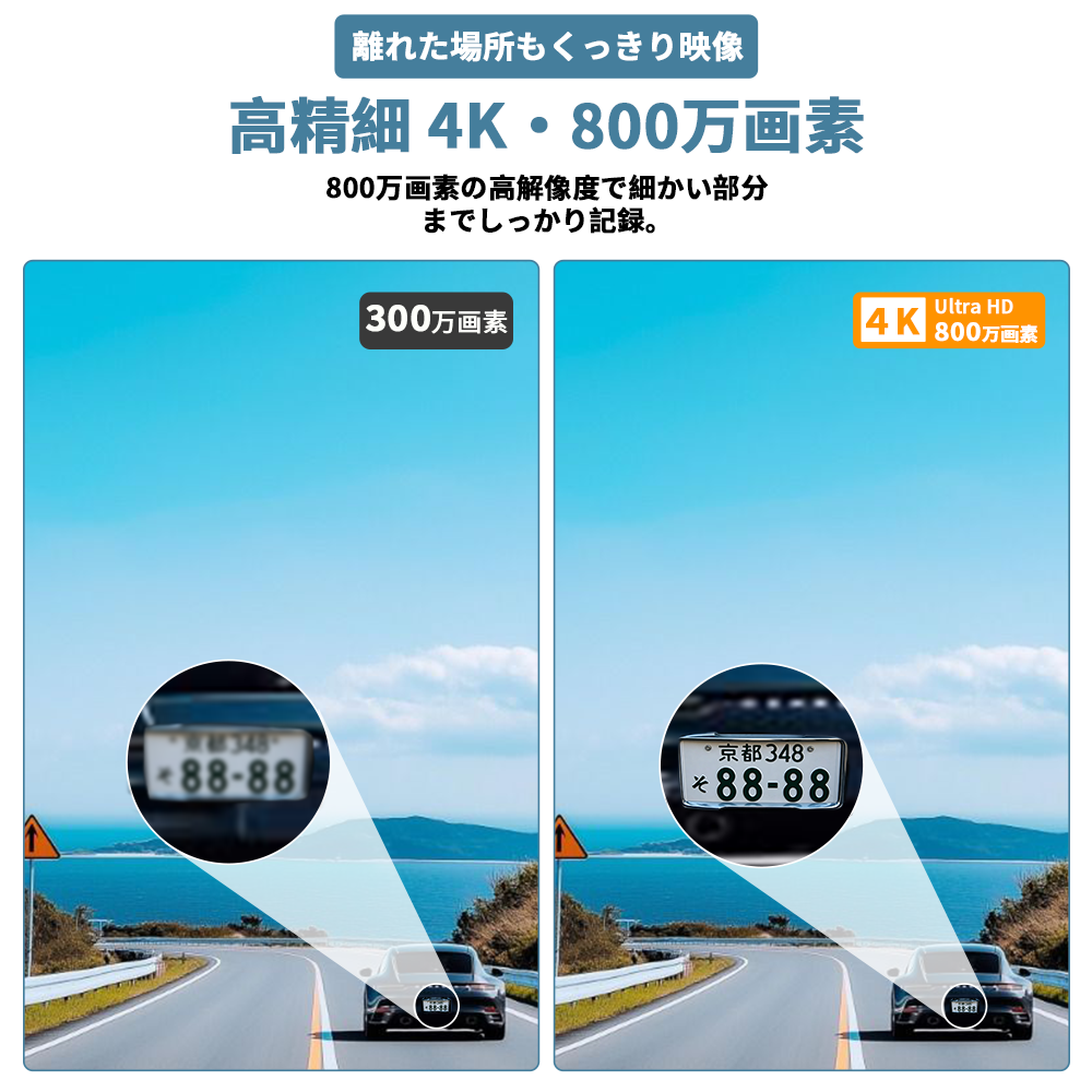 防犯カメラ 屋外 家庭用 ワイヤレス 800万画素 人感センサー モニター