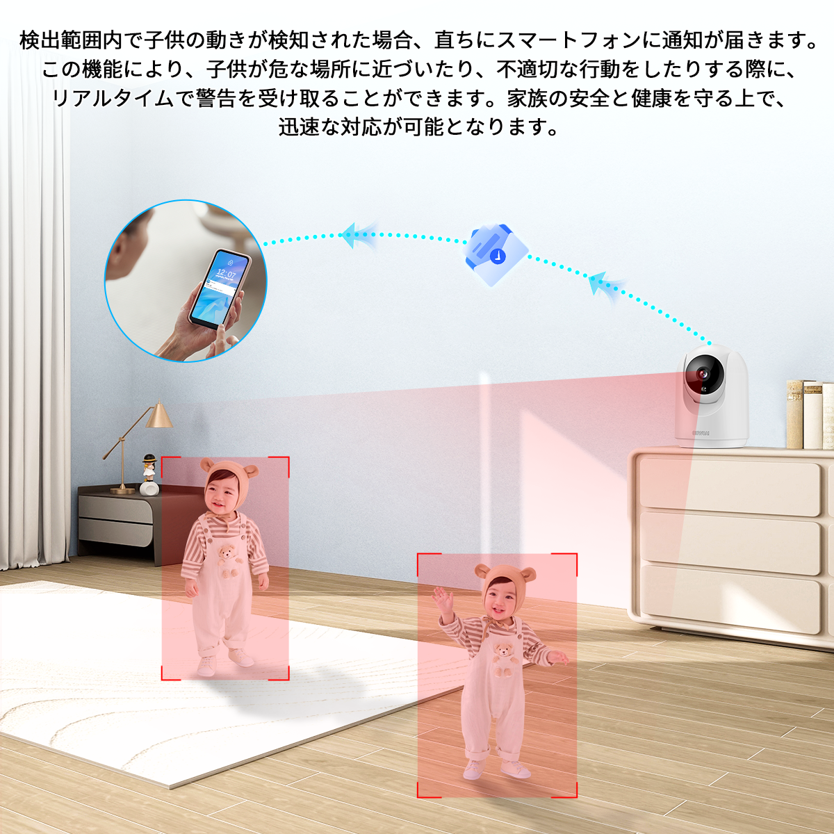 見守りカメラ 防犯カメラ 自動追跡 wifi ネットワークカメラ