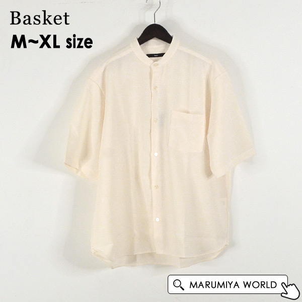 バスケット テックキャンバスワイドバンドカラー メンズ 半袖シャツ Basket 1001208 BS276-mXLmm メール便可｜marumiya-world