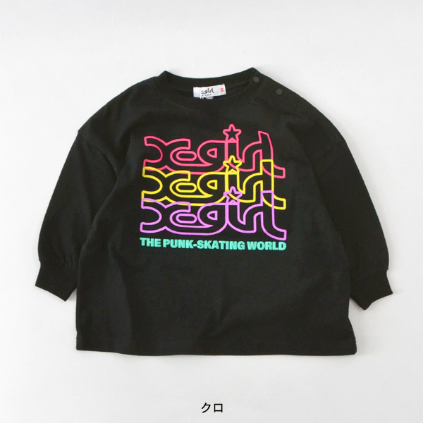 3段ロゴ長袖Tシャツ キッズ ベビー 長そで ロンT ロゴプリント