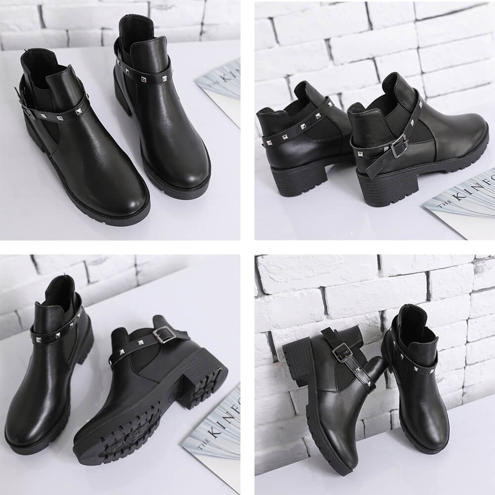 ショートブーツ レディース 黒 足が疲れない きれいめ シンプル