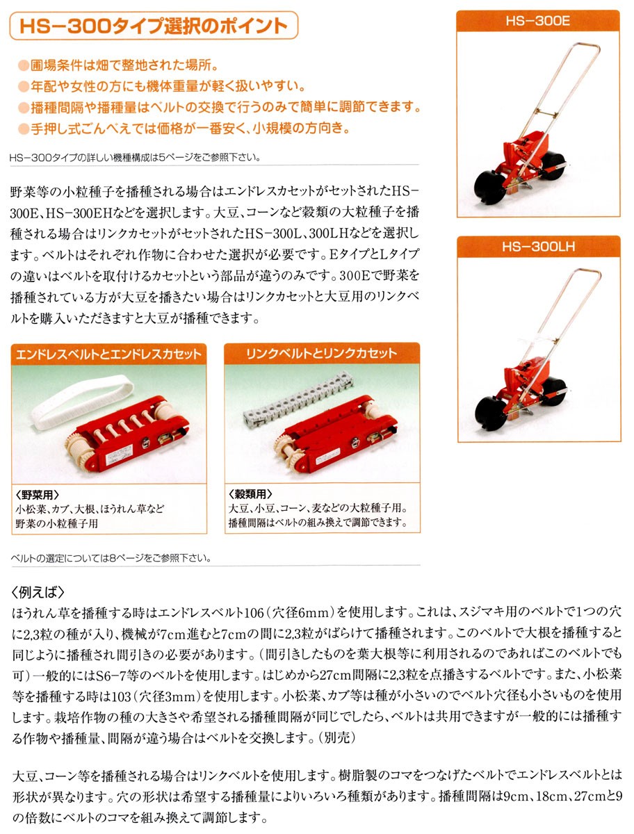 向井工業 野菜播種機 ごんべえ HS-350LH (リンクベルトタイプ/サブ