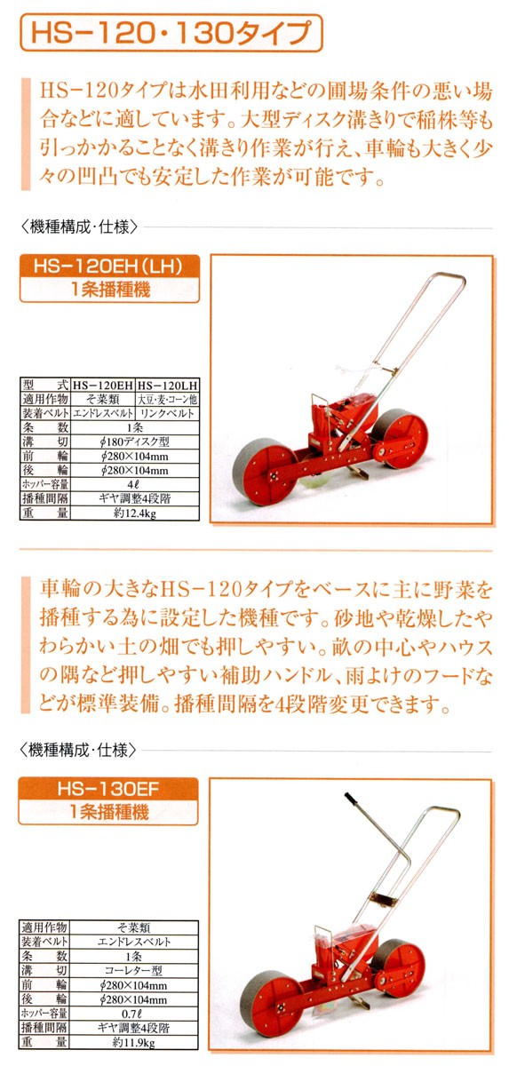 向井工業 野菜播種機 ごんべえ HS-120EH (エンドレスベルトタイプ