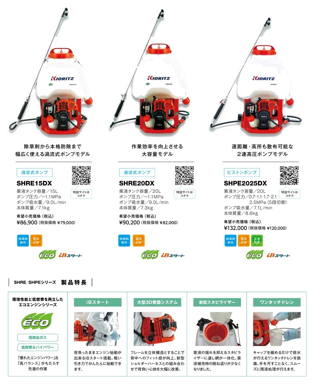 ヤマビコ KIORITZ 共立 背負式動力噴霧機 SHRE15DX (エンジンタイプ