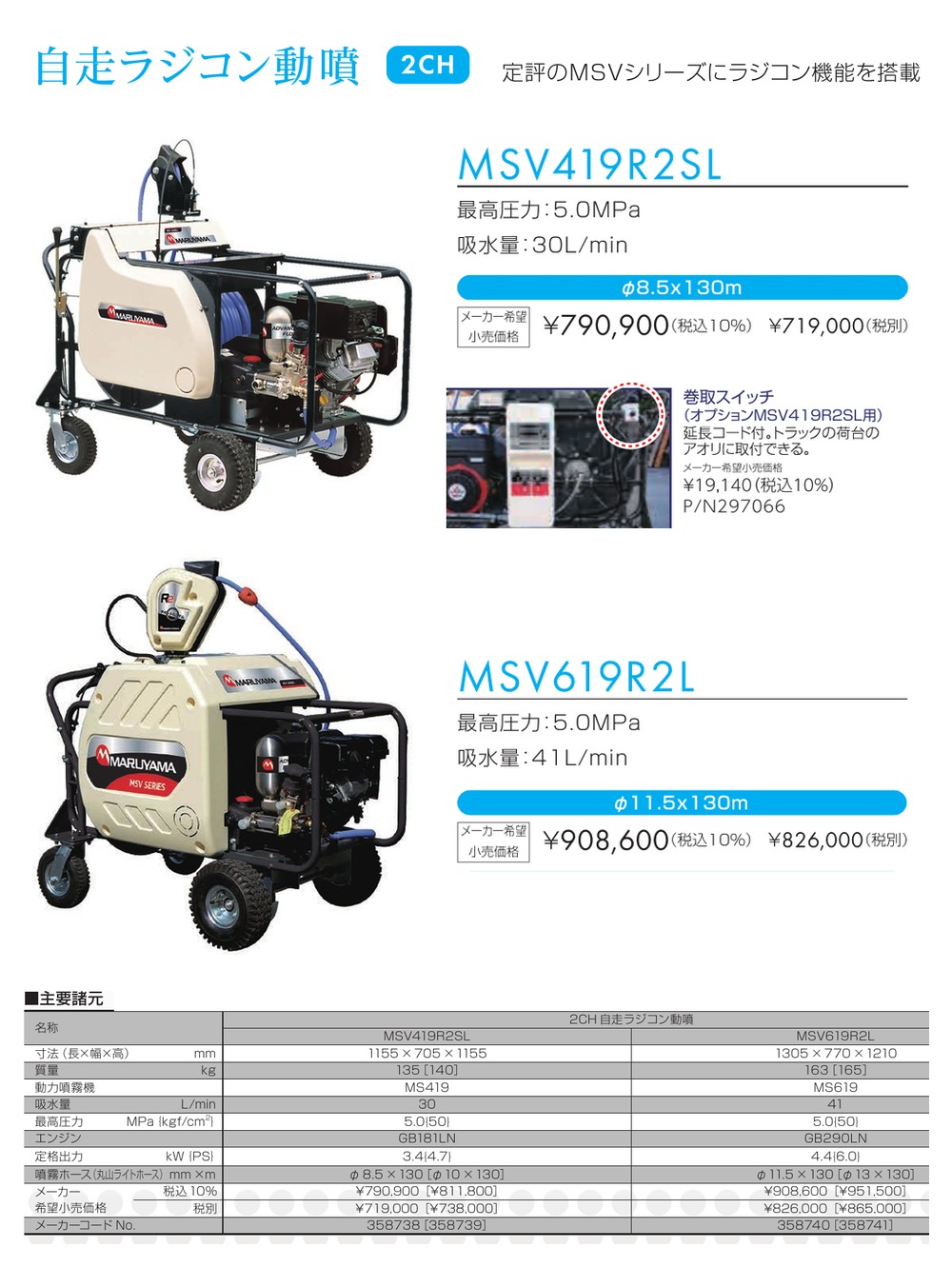 丸山製作所 MARUYAMA 自走ラジコン動噴 MSV419R2SL (噴霧ホース Φ8.5
