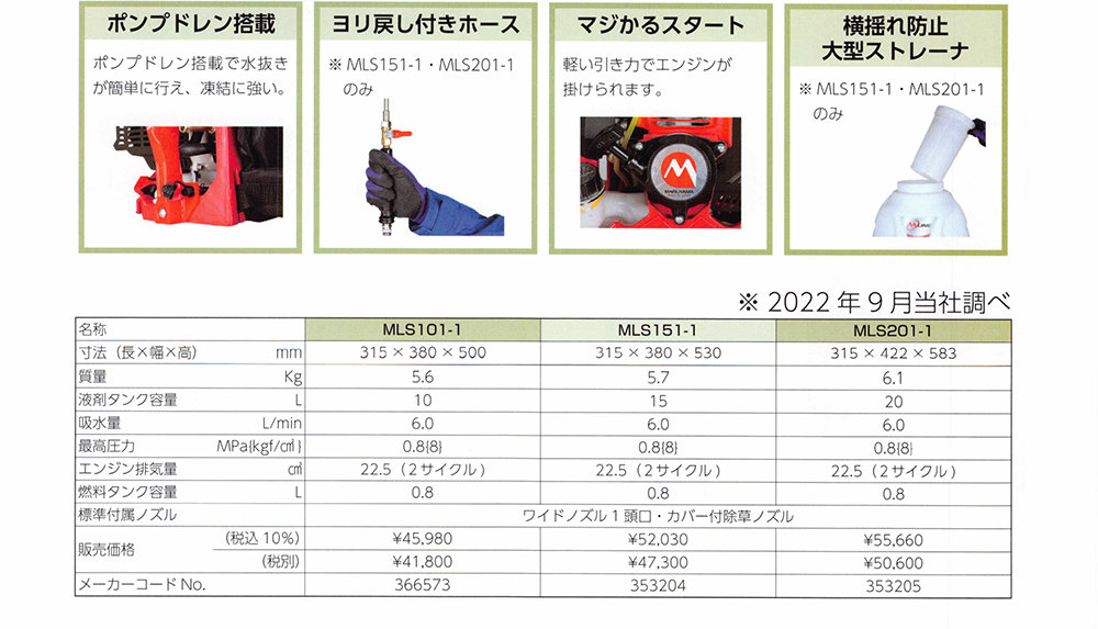 MARUYAMA 丸山製作所 背負動力噴霧機 MLS151-1 (防除 動噴 MLINE) : 100420601 : マルショー ヤフー店 - 通販  - Yahoo!ショッピング