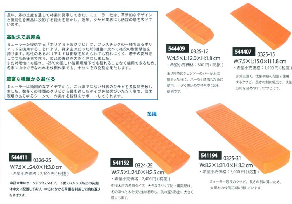 MULLER 高耐久で長寿命! ポリアミド製クサビ 追い打ち用 W6.0×L21.0×H4