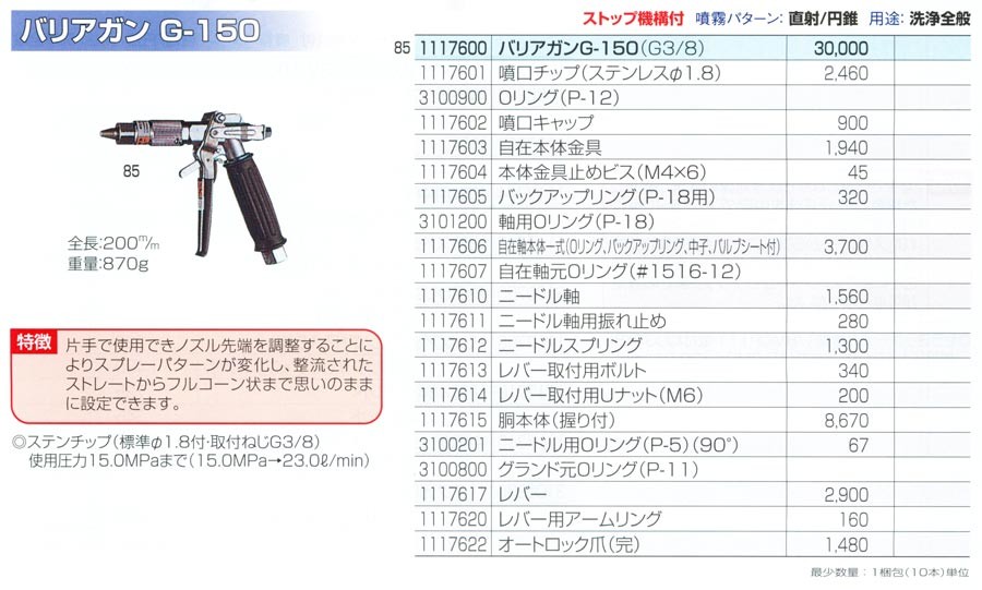 NAGATA 永田製作所 バリアガン G-150 (用途:洗浄全般) (防除 動噴