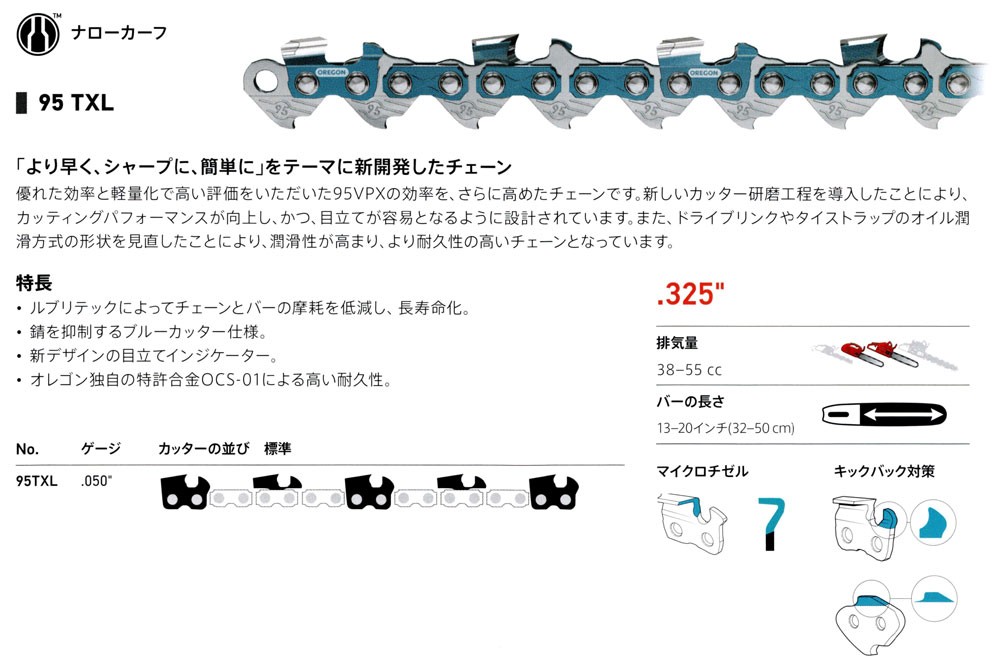 OREGON オレゴン チェンソー用替刃 ソーチェーン 95TXL080EJ OREGON オレゴン チェンソー用替刃 ソーチェーン 95TXL080EJ