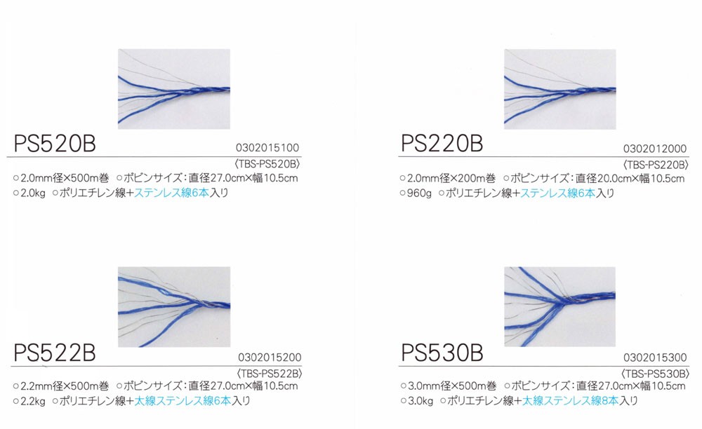 TIGER タイガー ポリエステル/ステンレスさく線 PS520B (500m巻) (品番