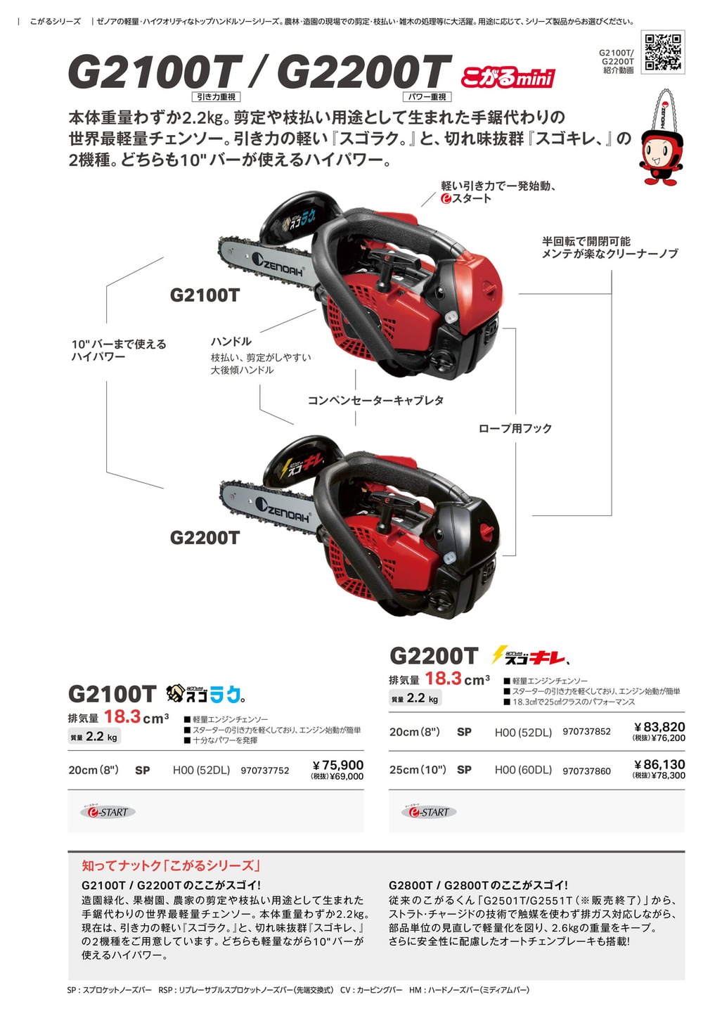 ZENOAH ゼノア チェンソー スゴラク こがるmini G2100T-25P8