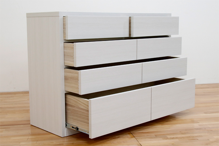 丸田木工 チェスト 木製 白 おしゃれ 幅120cm 4段 奥行44 タンス 収納