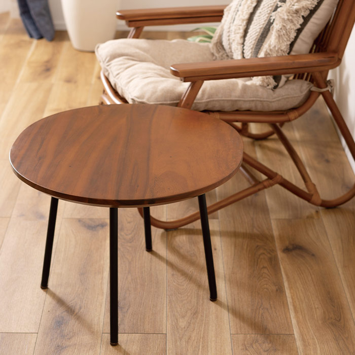 チーク無垢材ラウンドローテーブル jw-115 ーブル : MARUSYOU おしゃれ
