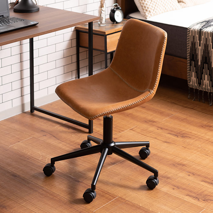 レザーデスクチェア ワークチェア キャスター付き 360°回転 昇降 pc-77