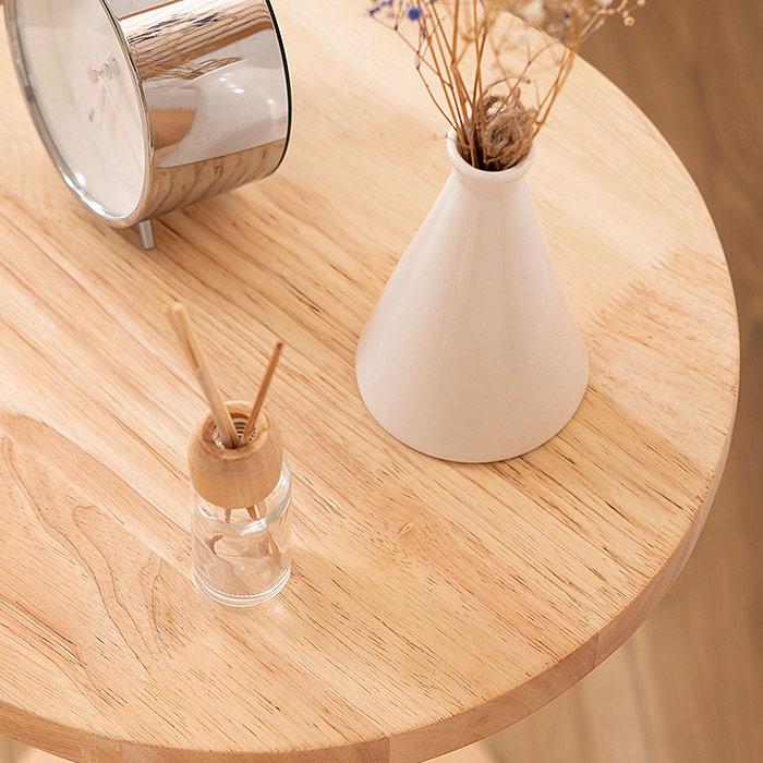 円形木製サイドテーブル 直径35cm ラウンドテーブル 無垢材 木目 白 ホワイト[lt]｜marusyou｜13
