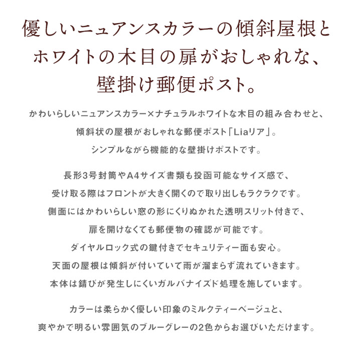 ななめ屋根の壁掛けポスト 郵便ポスト 郵便受け ダイヤル式 鍵付き [t]｜marusyou｜02