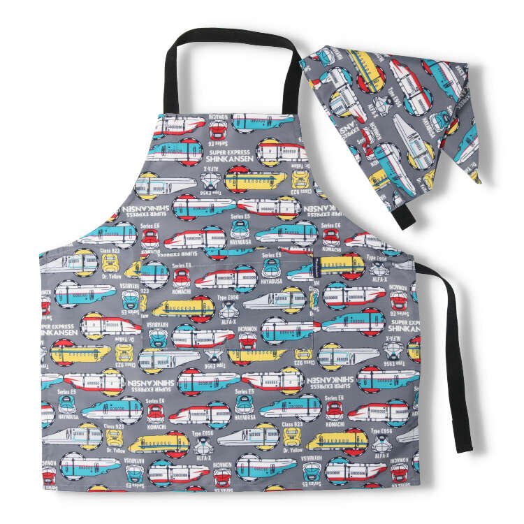 moujonjon（ムージョンジョン） 子供服 JR新幹線電車柄エプロン