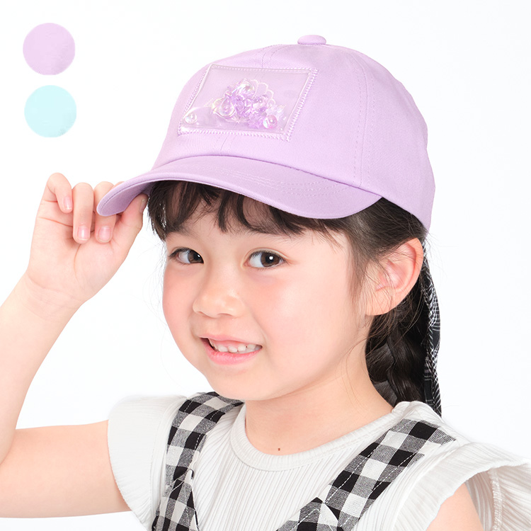 【子供服】 Kids Foret (キッズフォーレ) モチーフ入り日よけ付ツイルキャップ・帽子 52cm〜56cm B33403｜marutaka-iryo