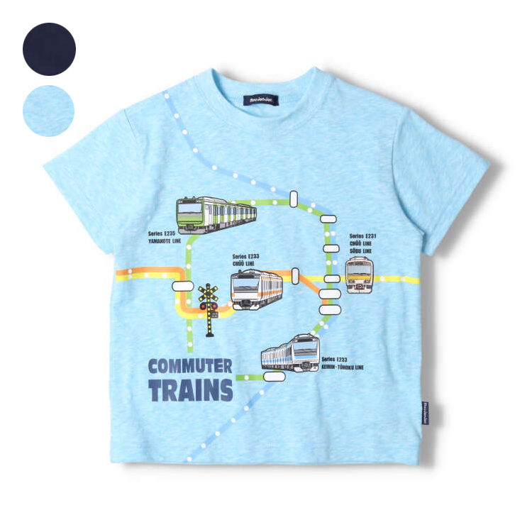 【子供服】 moujonjon (ムージョンジョン) 日本製在来線電車路線図半袖Tシャツ 90cm〜130cm F32811｜marutaka-iryo