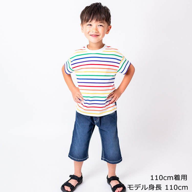 【子供服】 moujonjon (ムージョンジョン) カラフルボーダー半袖Tシャツ 80cm〜140cm M32807｜marutaka-iryo｜08