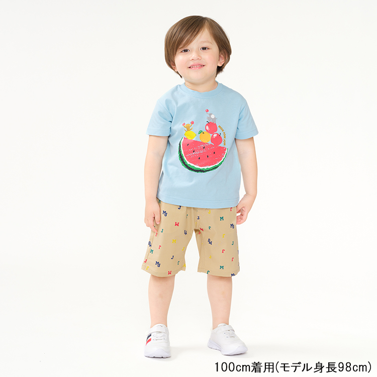 25夏SALE20%OFF価格 moujonjon (ムージョンジョン) ロゴ総柄ストレッチダンプ5分丈ハーフパンツ 90cm〜140cm M33111 | moujonjon | 16