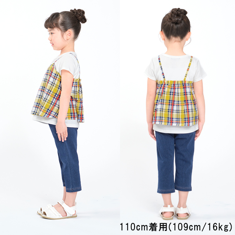 【子供服】 moujonjon (ムージョンジョン) マドラスチェックレイヤード風半袖Tシャツ 80cm〜140cm M42803｜marutaka-iryo｜10