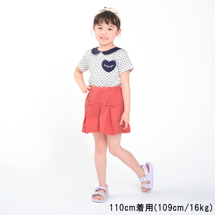 【子供服】 moujonjon (ムージョンジョン) ハートポケット衿付きドット柄Tシャツ 80cm〜140cm M42807｜marutaka-iryo｜10