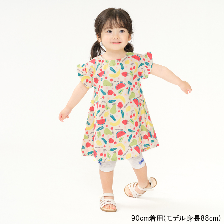 再値下げ 25夏SALE40%OFF価格moujonjon (ムージョンジョン) フルーツ総柄フリル袖ワンピース M44360 | moujonjon | 08