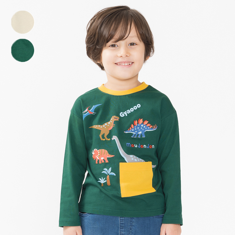 MIKIHOUSE 恐竜刺繍 長袖シャツ MIKIHOUSE 恐竜刺繍 長袖シャツ 恐竜刺繍ロングスリーブトップ