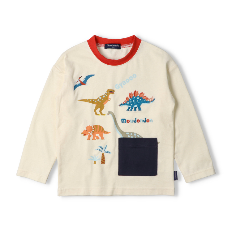 MIKIHOUSE 恐竜刺繍 長袖シャツ MIKIHOUSE 恐竜刺繍 長袖シャツ ミキハウス] 長袖Tシャツ ロゴ うさぎ