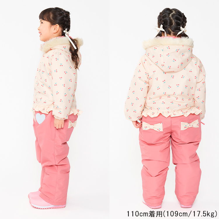 【新品】moujonjon チェリー柄切替スノーコンビ 120 スキーウェア moujonjon（ムージョンジョン） アウトレット50%OFF価格 子供服