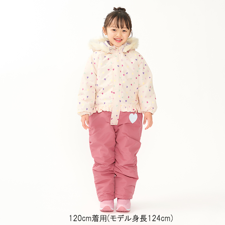 moujonjon（ムージョンジョン） 子供服 ハート柄切替スノーコンビ