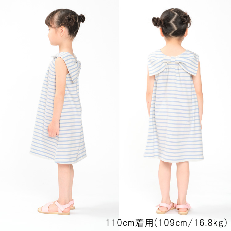 【子供服】 crescent (クレセント) 後ろリボンボーダーワンピース 80cm〜130cm N42330｜marutaka-iryo｜12