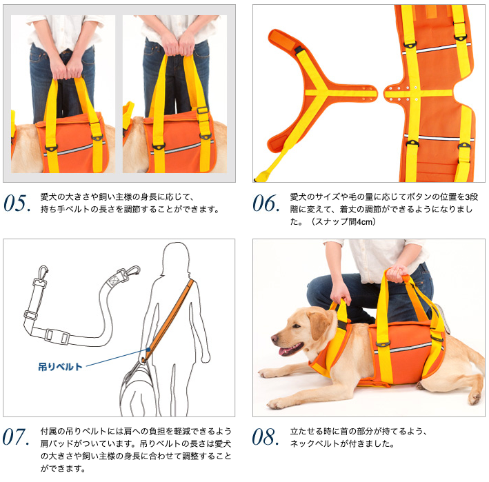 介護用・歩行補助ハーネス 中・大型犬用 メッシュグレー ラウォーク