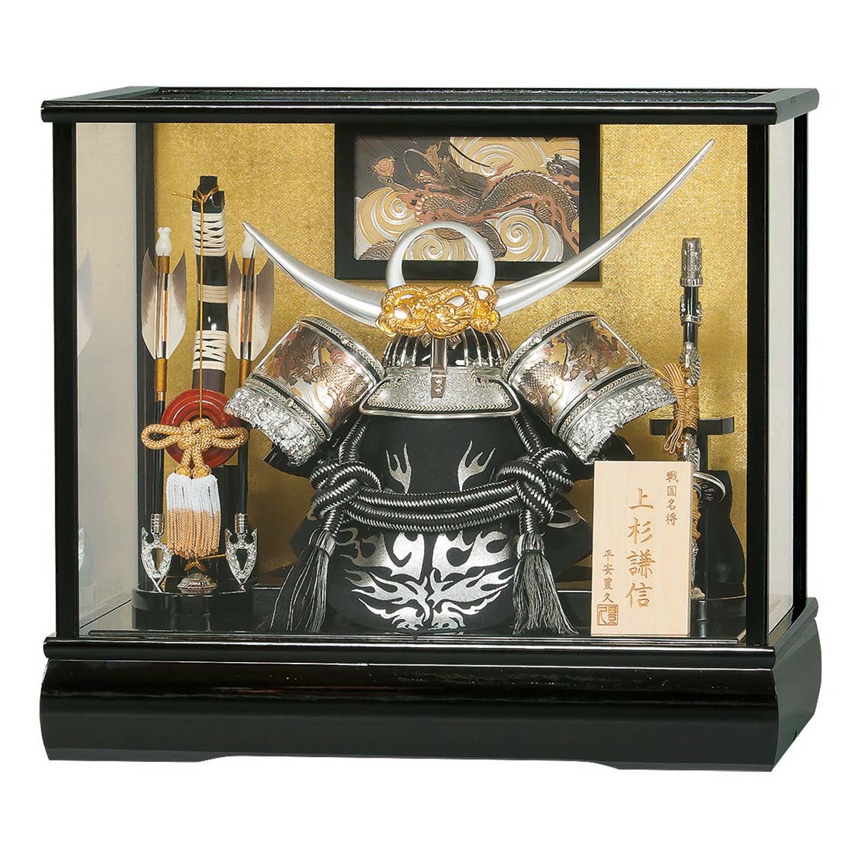 純銀兜 ガラスケース入り 兜 龍 4号｜純銀製ガラスケース : HIKARI GALLERYヤフー店
