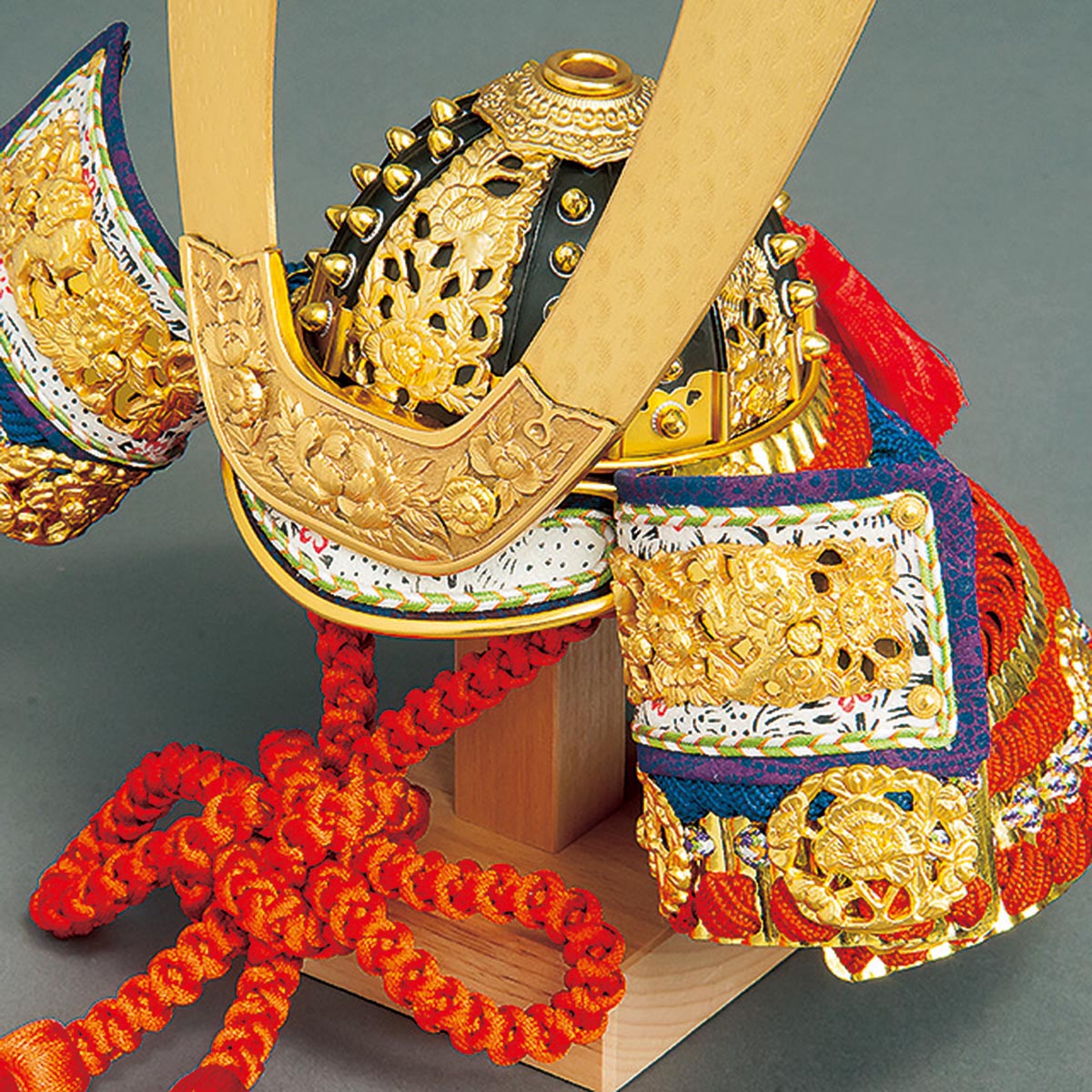 五月人形 平安豊久 兜飾り 12号 武久寛宗作 本金濃朱赤中縹 正絹糸縅