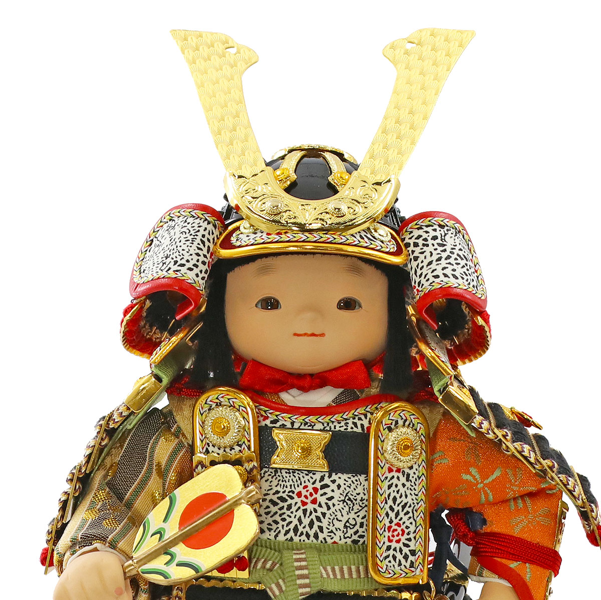 五月人形 幸一光 子供大将ケース飾り 玄（げん） 金小札黒糸威 鯉幟 二引き柄 白木 木目 アクリルケース ケース入り コンパクト おしゃれ