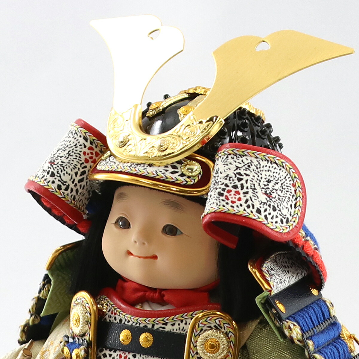 五月人形 幸一光 子供大将飾り 星丸（ほしまる） 黒小札青糸威 黒艶消塗台 二曲江戸唐紙屏風 鯉幟セット コンパクト おしゃれ_8