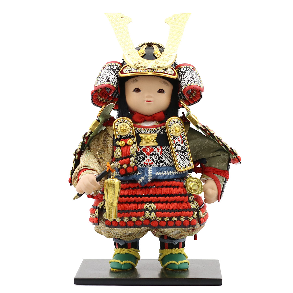 五月人形 幸一光 子供大将ケース飾り 愛（いと） 黒小札赤糸威 鯉幟 二引き柄 白木 木目 アクリルケース ケース入り コンパクト おしゃれ