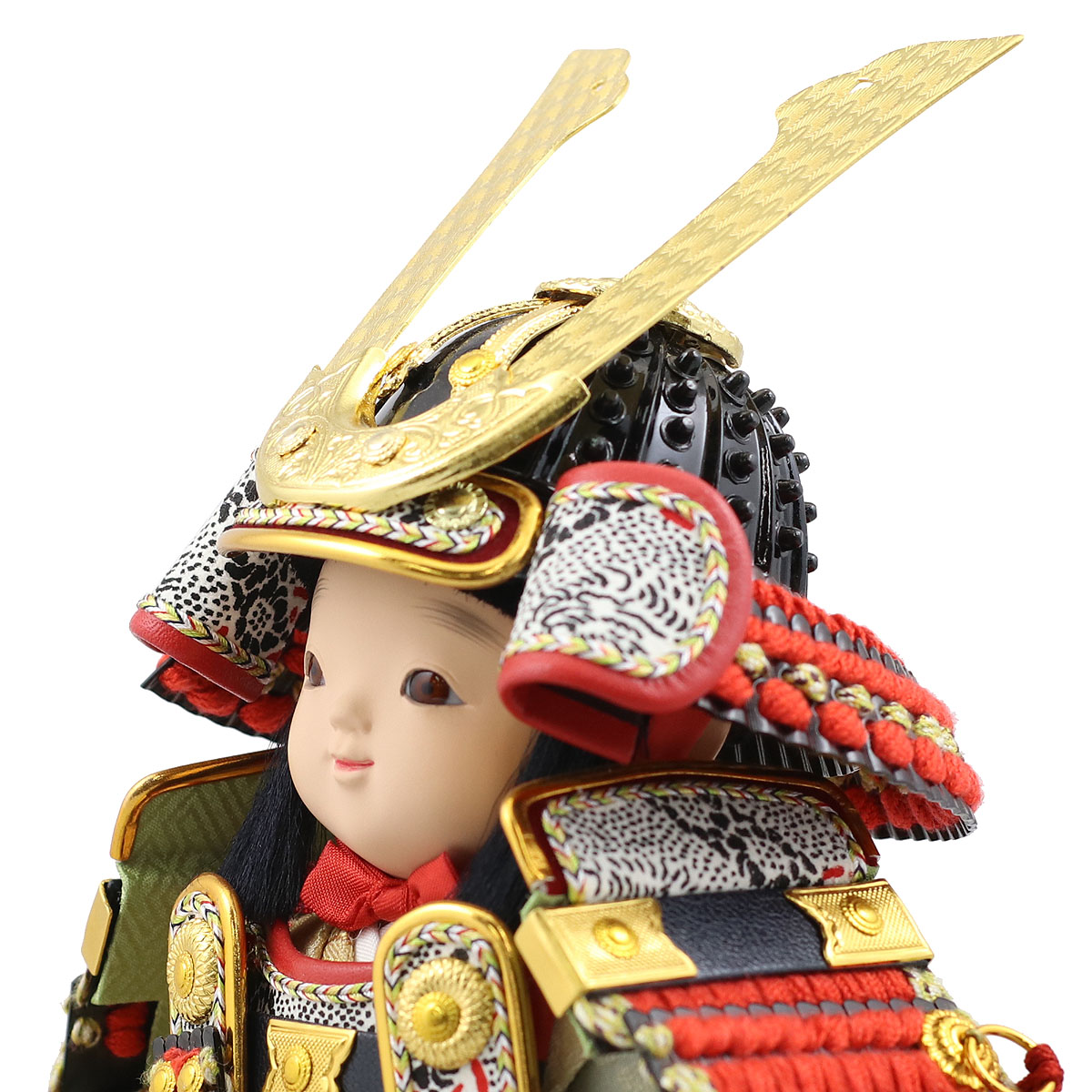 五月人形 幸一光 子供大将ケース飾り 愛（いと） 黒小札赤糸威 鯉幟 二引き柄 白木 木目 アクリルケース ケース入り コンパクト おしゃれ