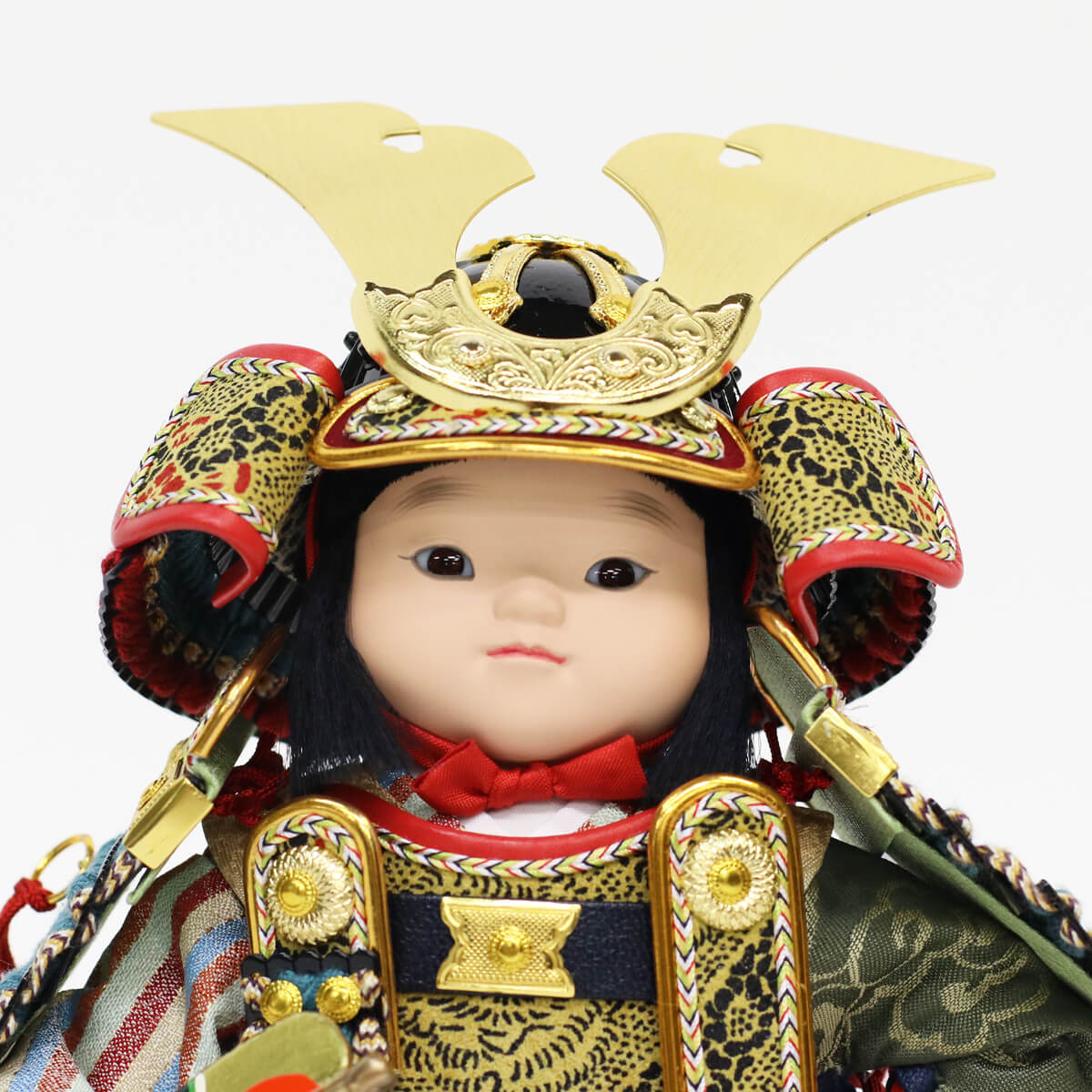 五月人形 幸一光 子供大将ケース飾り 海（かい） 黒小札縹威 鯉幟 黒塗り金バック ガラスケース飾り ケース入り コンパクト おしゃれ_7