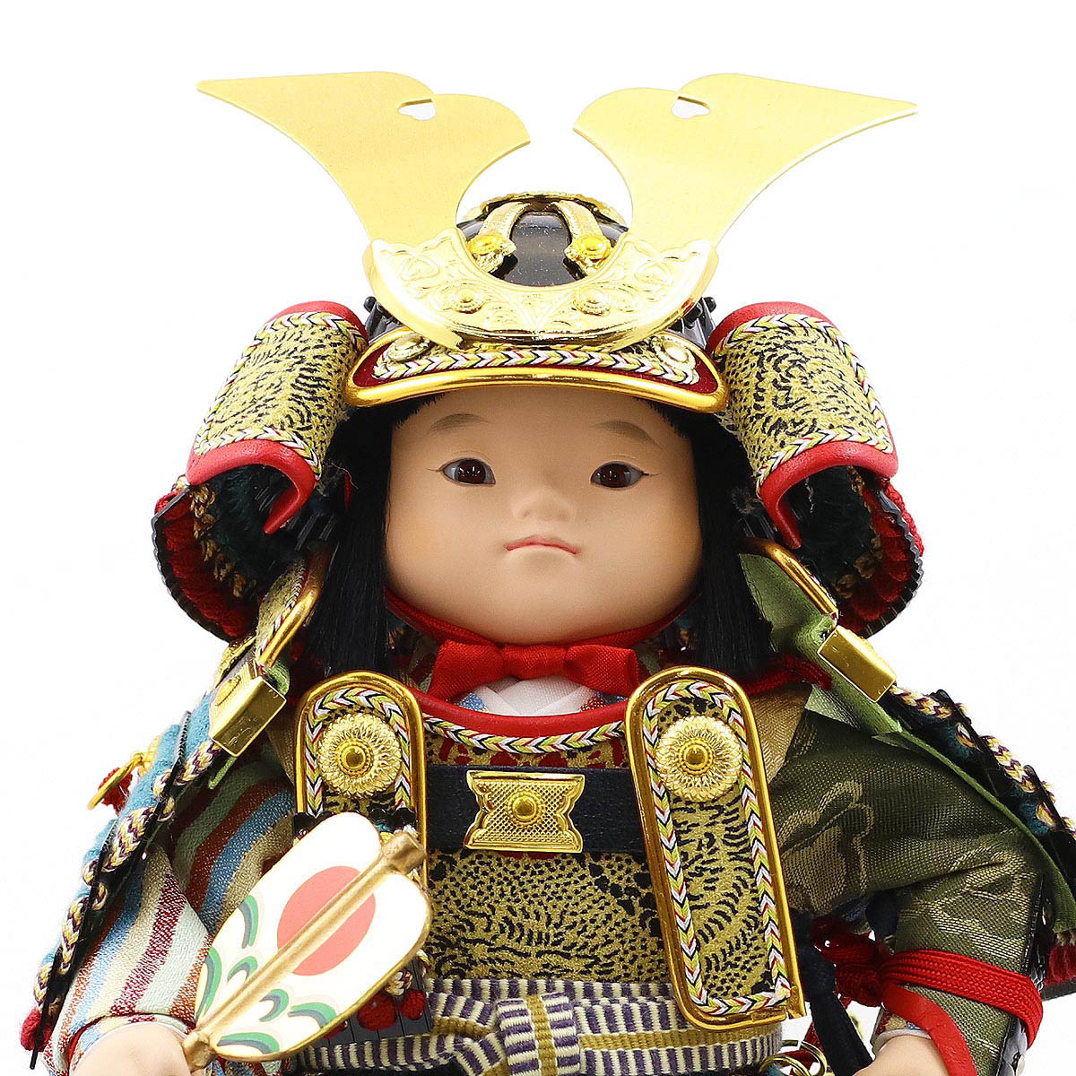 五月人形 幸一光 子供大将ケース飾り 海（かい） 黒小札縹威 鯉幟 ホワイトオーク材 市松文様バック ガラスケース ケース入り コンパクト おしゃれ_7