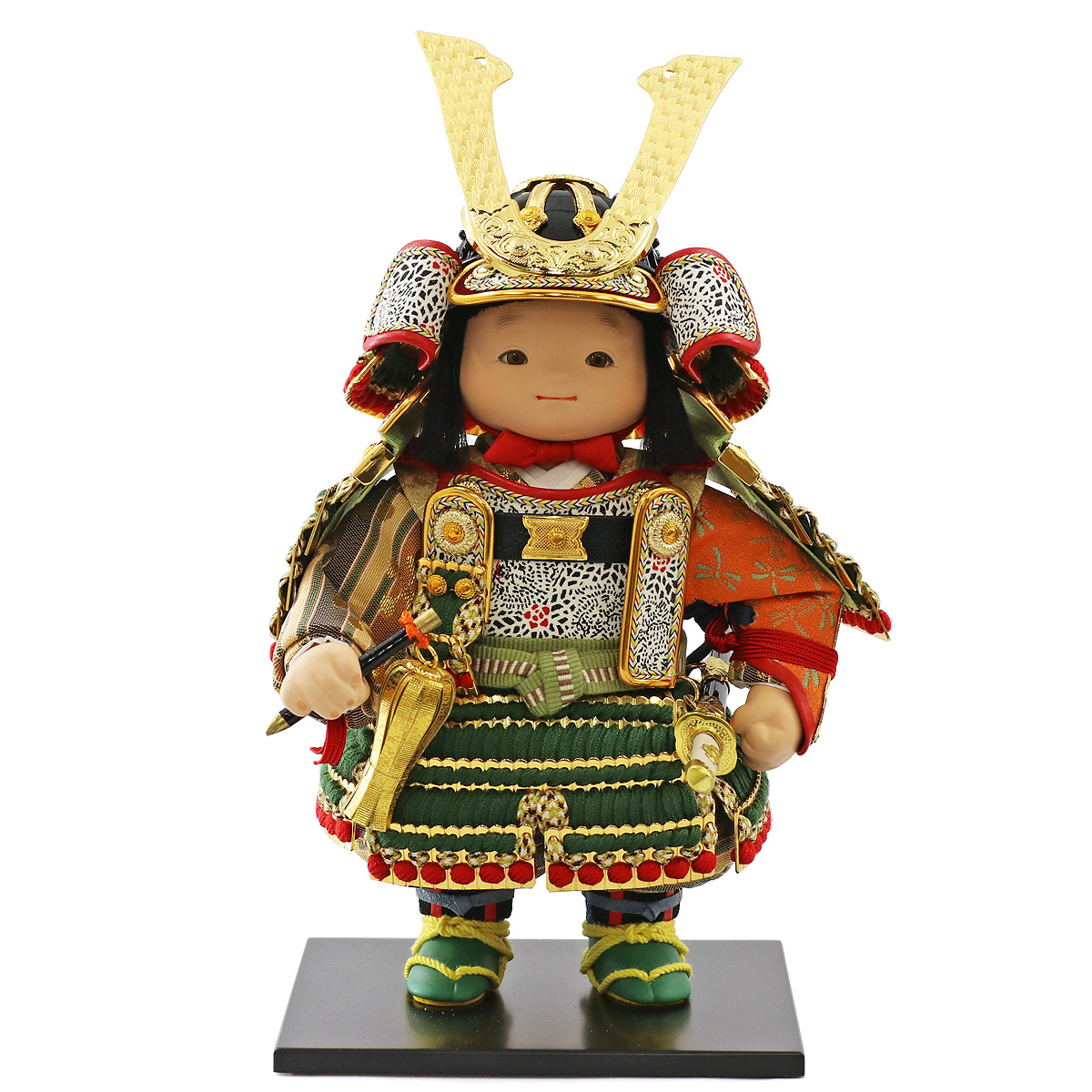 五月人形 幸一光 子供大将ケース飾り 慧（けい） 金小札緑威 鯉幟 二引き柄 白木 木目 アクリルケース ケース入り コンパクト おしゃれ