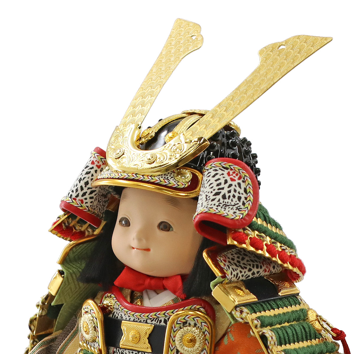 五月人形 幸一光 子供大将ケース飾り 慧（けい） 金小札緑威 鯉幟 二引き柄 白木 木目 アクリルケース ケース入り コンパクト おしゃれ