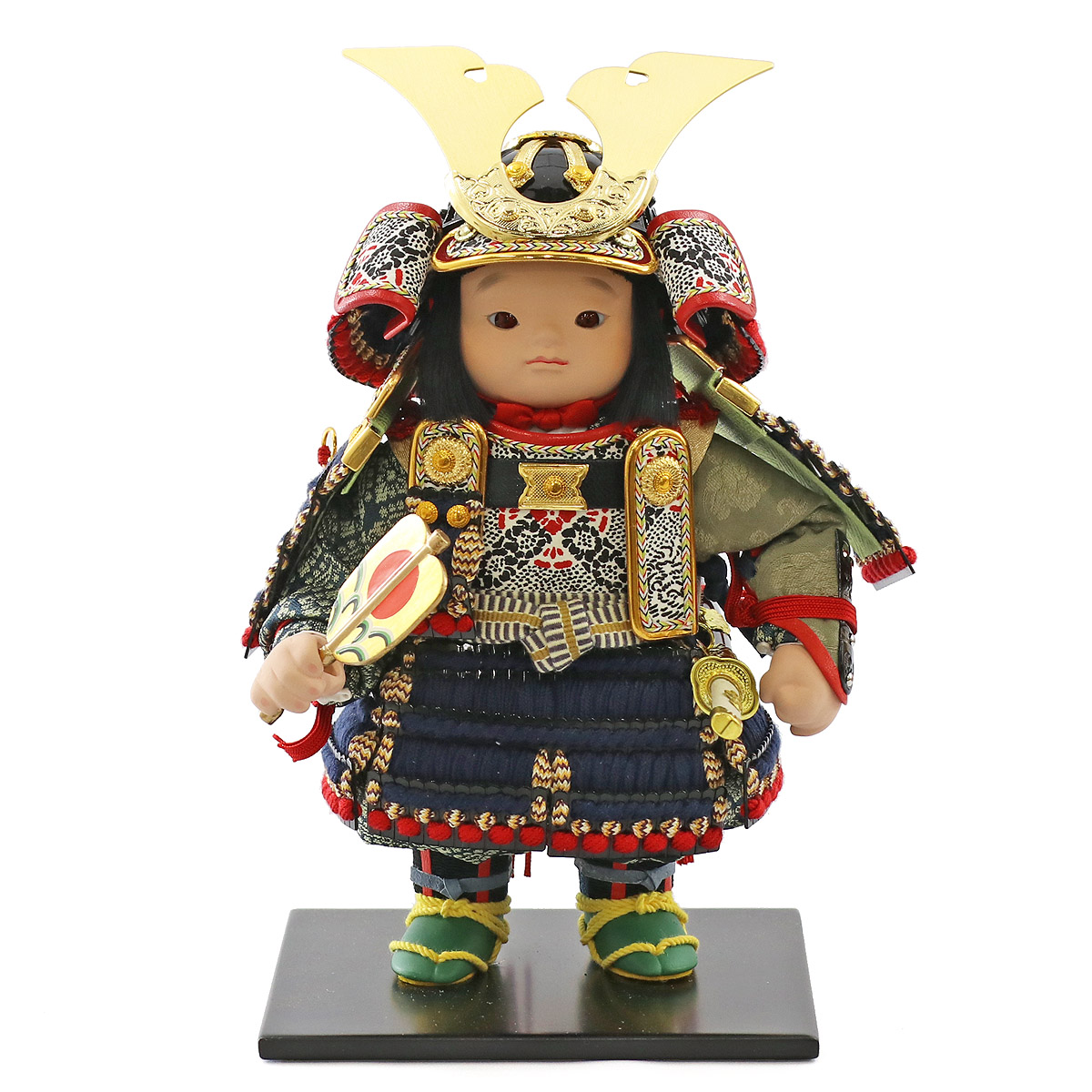 五月人形 幸一光 子供大将ケース飾り 翔（しょう） 黒小札紺糸威 鯉幟 二引き柄 白木 木目 アクリルケース ケース入り コンパクト おしゃれ