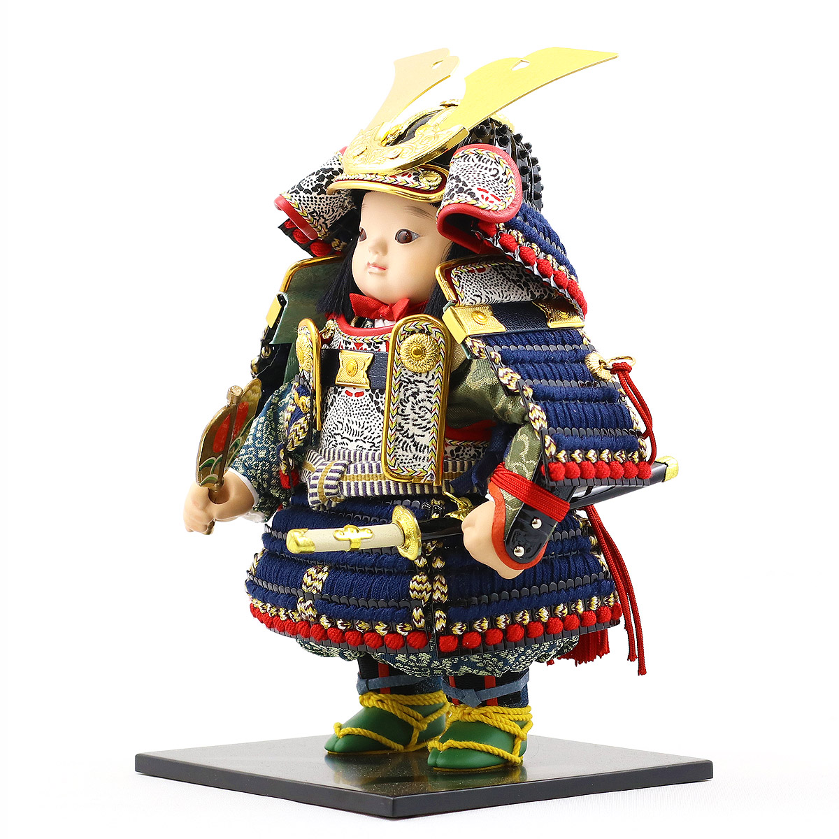 五月人形 幸一光 子供大将ケース飾り 翔（しょう） 黒小札紺糸威 鯉幟 二引き柄 白木 木目 アクリルケース ケース入り コンパクト おしゃれ