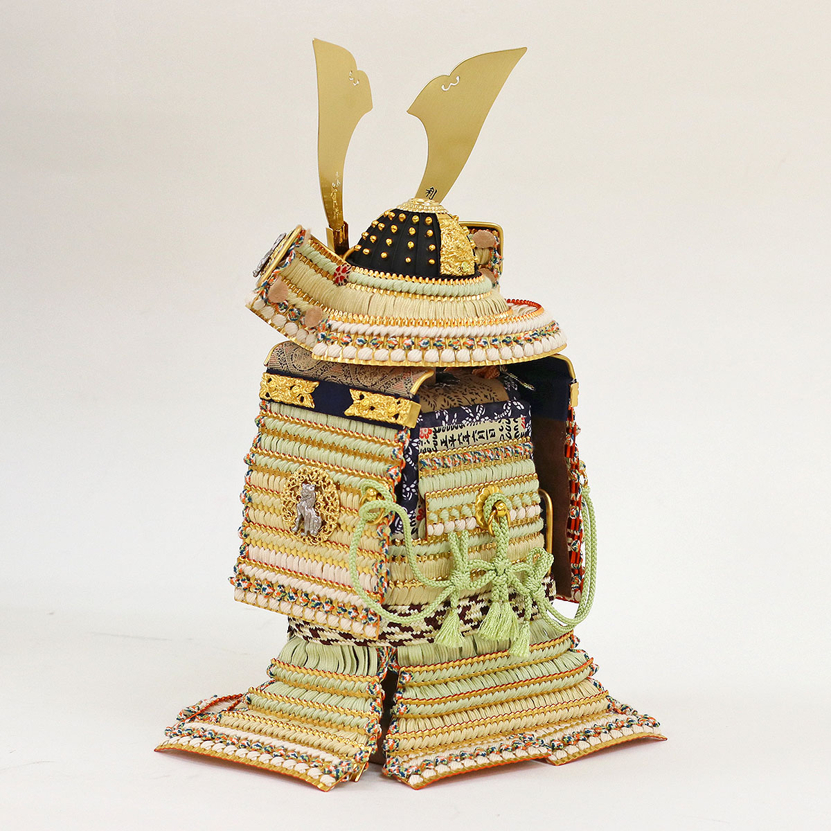 久月 五月人形 鎧飾り 5号 久月作 獅狛之奉納鎧 平飾り 正絹 萌黄匂縅