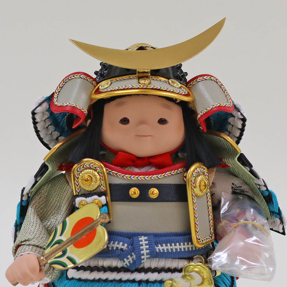 久月 五月人形 子供大将飾り 幸一光作 凛 正絹 白浅葱段縅 鎧着