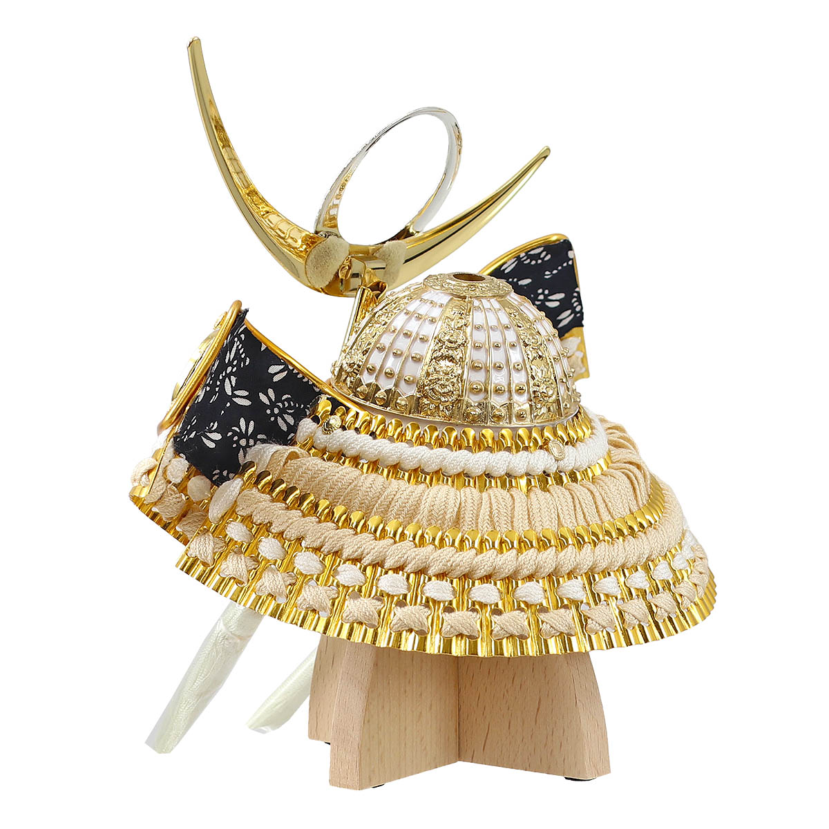 久月 五月人形 兜飾り 5号 白金 上杉謙信公之兜 木製 白塗り台屏風